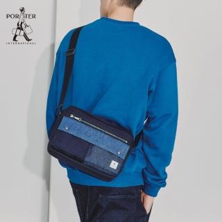 【PORTER INTERNATIONAL】PATCH WORK中型率性斜背包(深藍色)