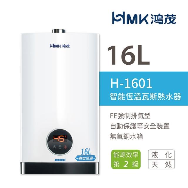 【HMK 鴻茂】H-1601 智能恆溫瓦斯熱水器 強制排氣型 16L 全省配送 不含安裝(鴻茂熱水器)