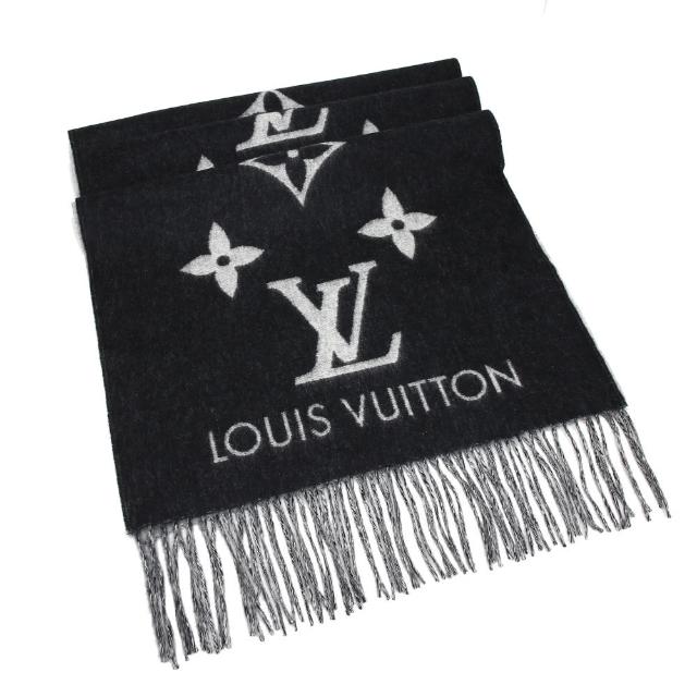 【Louis Vuitton 路易威登】M71040 Reykjavik Monogram 喀什米爾圍巾(黑灰)