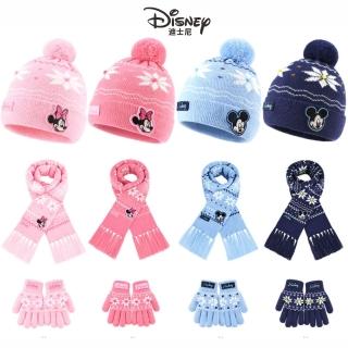 【Disney 迪士尼】米奇米妮兒童帽子圍巾手套 三件組(帽子圍巾手套 三件組)