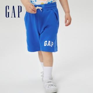 【GAP】男幼童 碳素軟磨 法式圈織系列 Logo休閒短褲(796715-藍色)