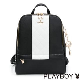 【PLAYBOY】後背包 黑白摩登系列(黑色)