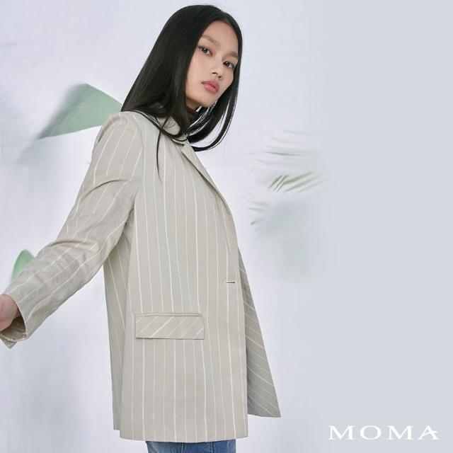 MOMA【MOMA】單釦條紋西裝外套(杏色)