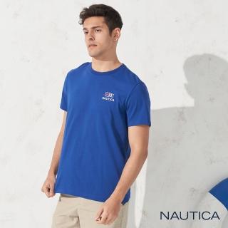 【NAUTICA】旗語LOGO圖騰短袖T恤(海洋藍)