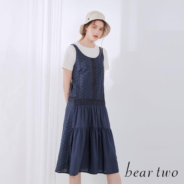 【bear two】拼接蕾絲背心洋裝(兩色)