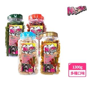 【M Star】四星潔牙骨桶裝1300g(狗零食/狗潔牙骨/牛奶/花生/草本/鮭魚起司)