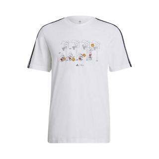 【adidas 愛迪達】T恤 Mickey In Motion Tee 男款 愛迪達 三線 迪士尼 米奇打籃球 白 黑(GL3086)