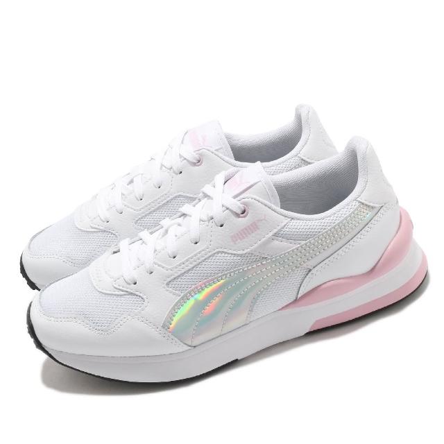 【PUMA】休閒鞋 R78 Futr Iri 女鞋 特殊亮彩彎刀Logo 穿搭推薦 基本款 白 粉(37546601)