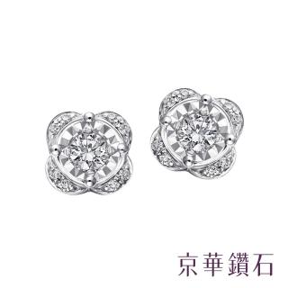 【Emperor Diamond 京華鑽石】鑽石耳環 18K 繁星點點 鑽重共0.17克拉(多戴式耳環)