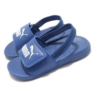 【PUMA】涼鞋 Popcat 20 Backstrap 童鞋 夏日 魔鬼氈 好穿脫 大LOGO 小朋友 藍 白(38055506)