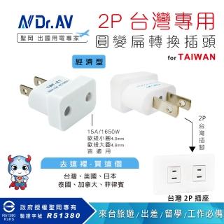 【Dr.AV 聖岡科技】台灣專用圓變扁轉換插頭、插座-2入組（UTA-79）
