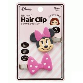 【小禮堂】迪士尼 米妮 造型塑膠鐵髮夾 玩偶髮夾 瀏海夾 小髮夾 《2入 粉 大臉》