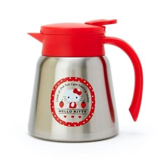 【小禮堂】Hello Kitty 單耳不鏽鋼茶壺 熱水壺 咖啡壺 飲料壺 保溫壺 630ml 《紅 2021新生活》