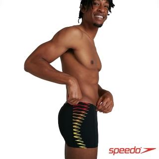 【SPEEDO】男 運動四角泳褲 Tech Panel(黑/橘黃)