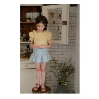 【FLO】韓國童裝 荷葉領公主袖上衣 短袖(女童 兒童 夏裝)