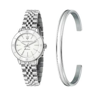 【MASERATI 瑪莎拉蒂】SUCCESSO LADY 光動能經典手環套組腕錶32mm(R8853145507)