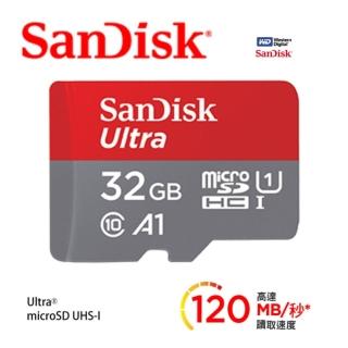 【SanDisk 晟碟】全新升級版 32GB Ultra microSDHC UHS-I A1  記憶卡(120MB/s 原廠10年保固)