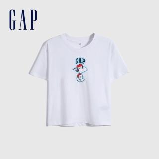 【GAP】女童 Gap x Snoopy 史努比系列 純棉T恤(752745-亮白色)