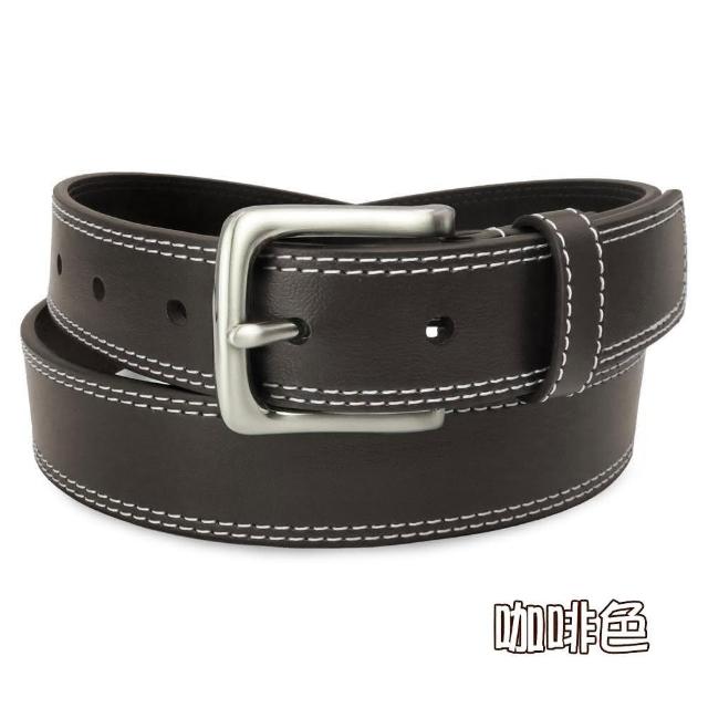 【CH-BELT 銓丞皮帶】時尚造型皮帶 雙車線 中性男女皮帶腰帶(黑/咖)