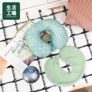 【生活工場】森然植繪充氣頸枕-綠_附頸枕套