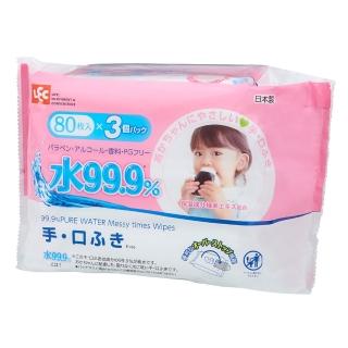 【LEC】純水99.9%日本製手口濕紙巾 80枚x3包(日本製純水濕巾)