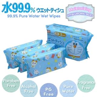 【LEC】LEC 哆啦A夢 99.9%純水濕紙巾 80枚x3包(日本製純水濕巾)