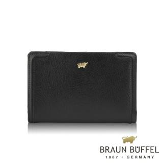 【BRAUN BUFFEL 德國小金牛】台灣總代理 SUPERSTAR-C 12卡拉鍊皮夾-黑色(BF674-502-BK)