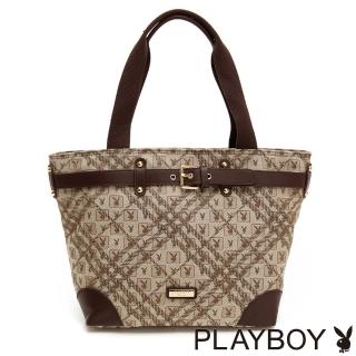 【PLAYBOY】手提包 方塊兔系列(咖色)