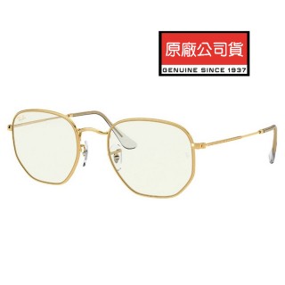 【RayBan 雷朋】全日配戴抗UV 濾藍光膜層鏡片 RB3548 9196/BF 金框濾藍光鏡片 公司貨