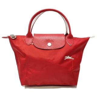 【LONGCHAMP】L1621619P20  LE PLIAGE CLUB 短把摺疊手提刺繡水餃包 S號(紅色)