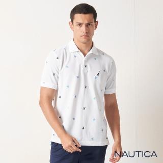 【NAUTICA】男裝 多彩海龜吸濕快乾短袖POLO衫(白色)