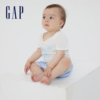 【GAP】嬰兒 布萊納系列 清爽印花純棉包屁衣(701439-白色)