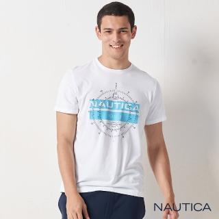 【NAUTICA】男裝 航海羅盤圖騰短袖T恤(白色)