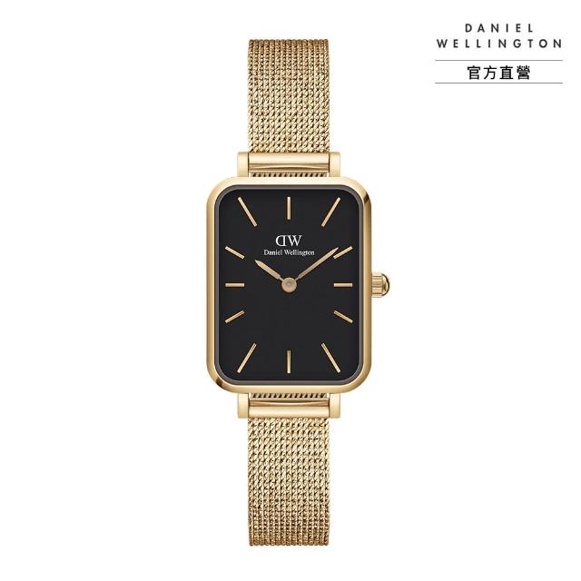 【Daniel Wellington】DW 手錶  Quadro Melrose 20x26mm麥穗式金屬編織小方錶(兩色 DW00100432)