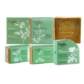 【NAJEL】阿勒坡手工古皂香皂多件組(月桂油12%原味玫瑰橙花茉莉橙花木質)