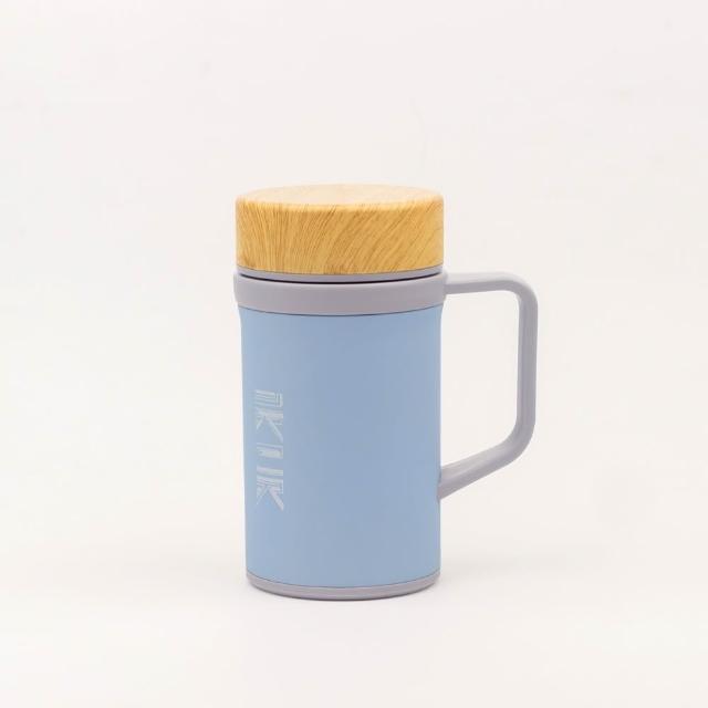 【IKUK 艾可】真陶瓷內膽保溫杯-瓷芯上蓋手把保溫杯500ml(辦公杯/咖啡保溫杯/保溫瓶/父親節禮物)