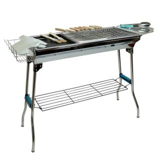 【露營達人】豪華全配折疊式高腳不鏽鋼烤肉爐(烤肉架/BBQ/barbecue)