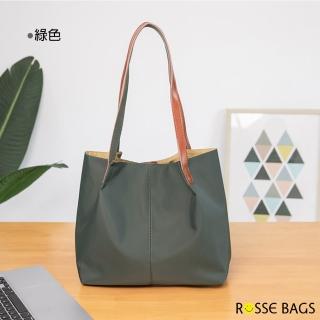 【Rosse Bags】簡約休閒大容量牛津單肩托特包(現+預  卡其 / 綠色 / 黑色)