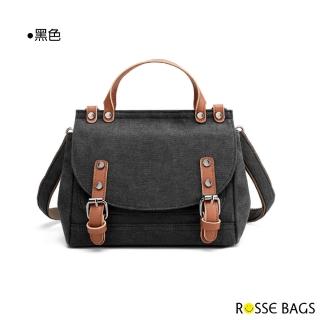【Rosse Bags】復古時尚帆布手提肩背包(現+預  灰色 / 棕色 / 紫咖 / 黑色)