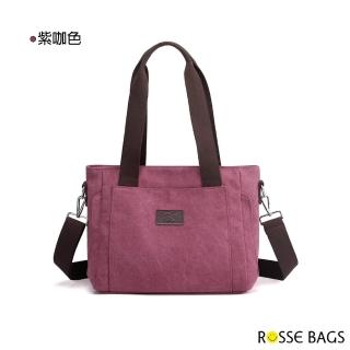 【Rosse Bags】休閒旅行帆布大容量托特包(現+預  卡其色 / 灰色 / 咖啡色 / 紫咖色 / 黑色)