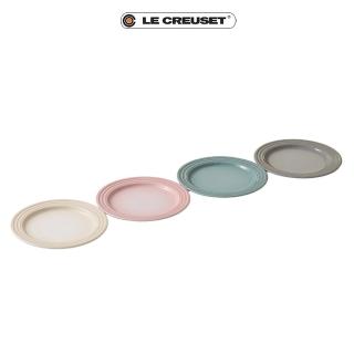 【Le Creuset】瓷器悠然恬靜系列沙拉盤組22cm-4入(蛋白霜/貝殼粉/海洋之花/迷霧灰)