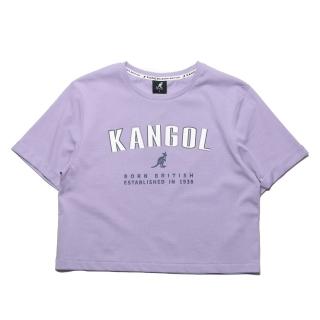 【KANGOL】上衣 短T 淺紫 大LOGO 短版 棉 休閒 女(6122100691)