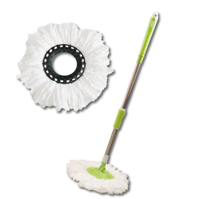 【新錸家居】S-Mop★1桿1布 可吊掛 不鏽鋼手壓式旋轉拖把-簡裝(適用好神拖 360度 免沾手可依身高伸縮長短)
