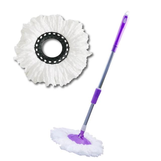 【新錸家居】S-Mop★1桿1布 可吊掛 不鏽鋼手壓式旋轉拖把-簡裝(適用好神拖 360度 免沾手可依身高伸縮長短)