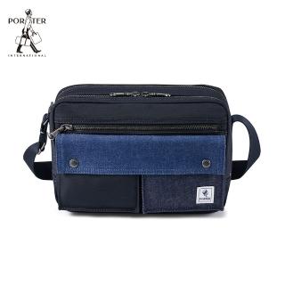 【PORTER INTERNATIONAL】PATCH WORK小型率性斜背包(深藍色)