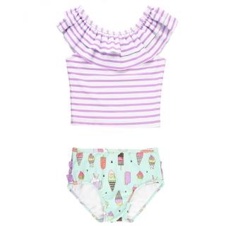 【Rufflebutts】小女童UPF 50+防曬兩件式無袖泳裝_紫色派對(RBSG21-03)