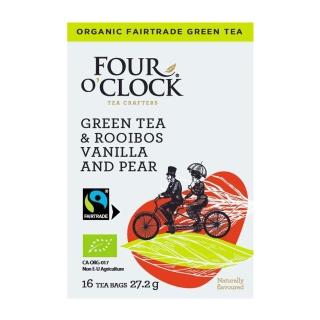 【FOUR O’CLOCK】加拿大有機梨子香草風味國寶綠茶1.7gx16包(共27.2g)