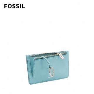 【FOSSIL】Logan 真皮卡片零錢包-土耳其藍色 SL7925441