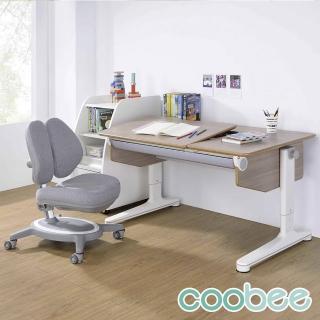 【SingBee 欣美】coobee L型板成長機能桌+132雙背椅(CB-602兒童成長桌椅組/成長書桌椅/潔菌板)