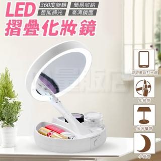 美顏LED燈折疊梳妝鏡/收納盒